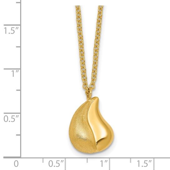 14k Polished And Brushed Curved Teardrop with 2in Ext Necklace - Image 3