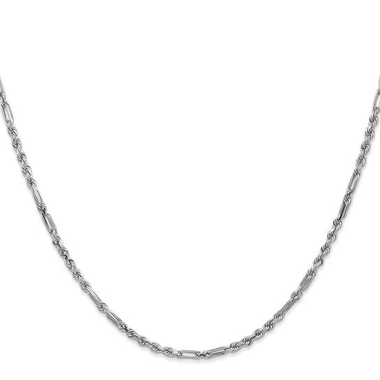14k White Gold 2.5mm D/C Milano Rope Chain - Image 5