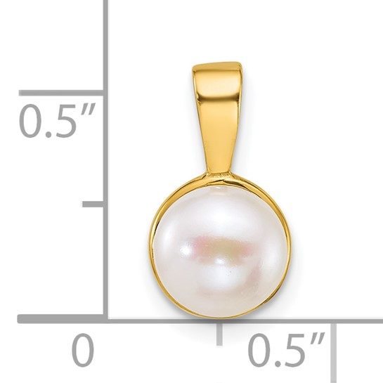 14k Polished 7-8mm White Button Freshwater Cultured Pearl Pendant - Image 3