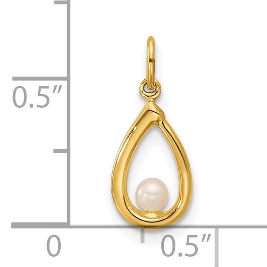 14K Polished Freshwater Cultured Pearl Teardrop Pendant - Image 3